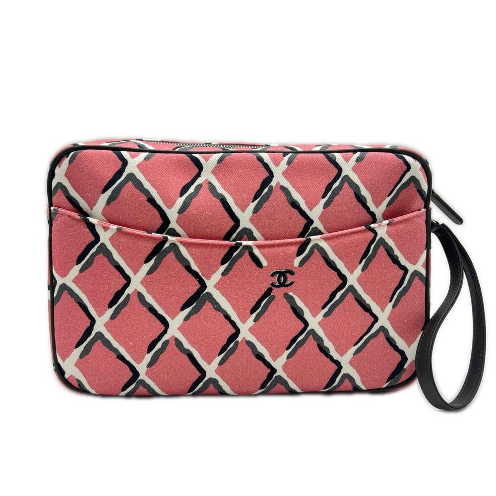 CHANEL Pink Canvas Pouch
